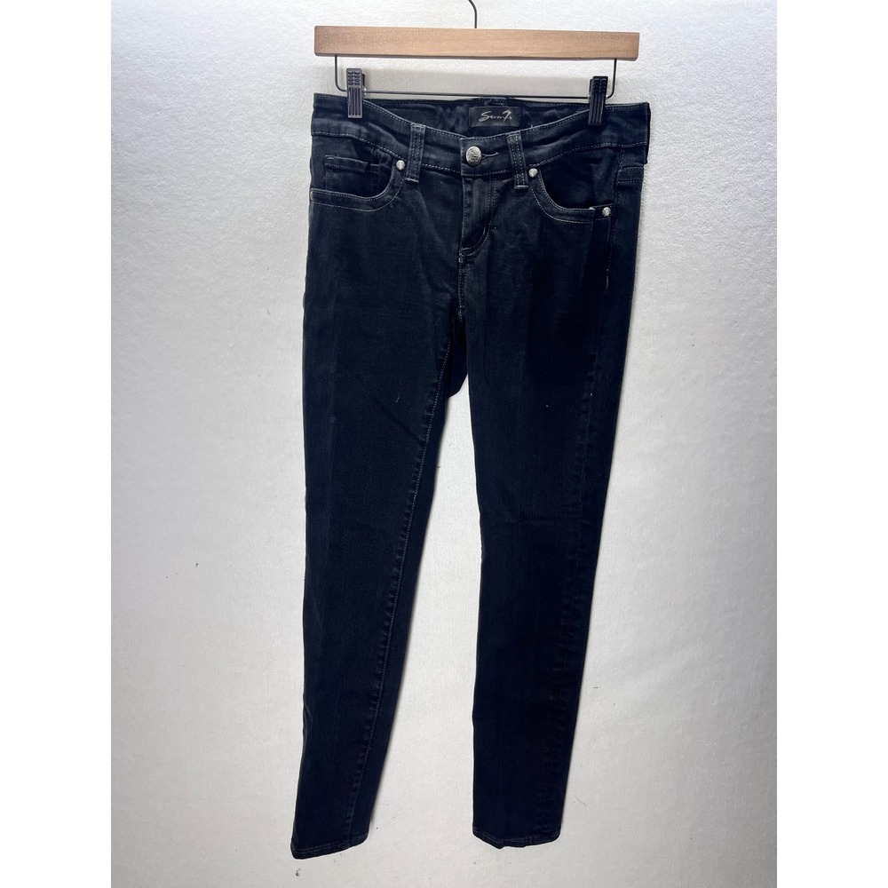 Seven7 Skinny‎ Jeans Women 4 Black Embellished Back Pockets Low Rise denim 3278
